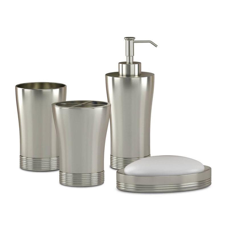 4pc Special Matt Metal Bath Accessory Set for Vanity Counter Tops Metal Gray - Nu Steel