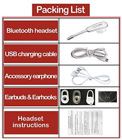 SWCT02W Bluetooth Headset,Hands-Free Bluetooth Earpiece Headphones for Cell Phones, Noise Cancelling Wireless Earpieces w/Mic for Business/Driving/Office, Compatible with iPhone/Samsung/Android