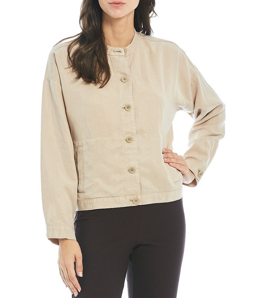 Ali Miles Printed Button Front Floral Wire Neck 3/4 Bell Sleeve Jacket