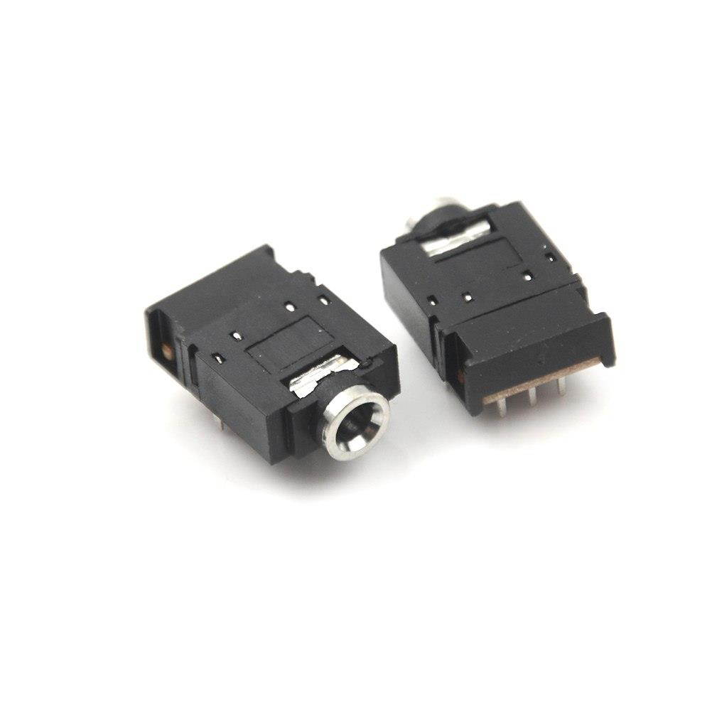 5Pcs/lot 3.5mm Stereo Audio Jack Socket 3.5 Dual Track Headphone  8Pins With Switch Connector