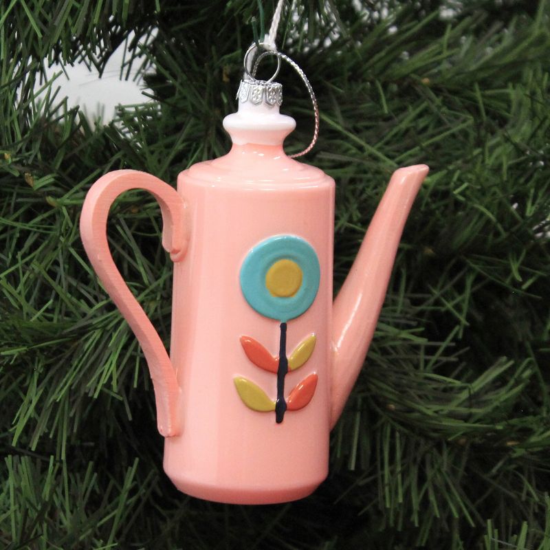 Holiday Ornament 4.25" Vintage Coffee Pot Ornament Mid Century Kitsch  -  Tree Ornaments
