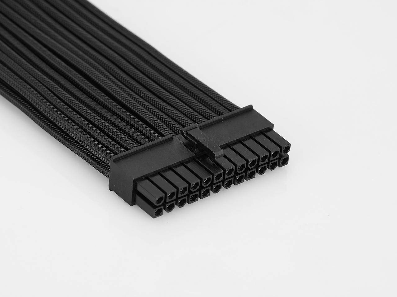 PSU Extension cable,HYMAVIN PSU Sleeved Cable, 16AWG Braided ATX EPS PCI-E Extension Cable Kit with Combs for CPU GPU Power Supply Unit 30CM,3*(6 + 2) pin, 2*(4 + 4) pin, 24 pin ATX extension,Black