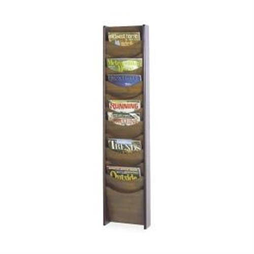 Solid Wood Wall-Mount Literature Display Rack, 11-1/4w X 3-3/4d X 48h, Mahogany