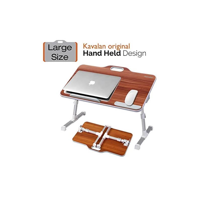 Laptop Stand  Foldable Laptop Table wTop Handle Adjustable Height Desk Serving Tray on Couch Standing Dining Table on Sofa Ideal for Reading Working Studying American CherryLarge