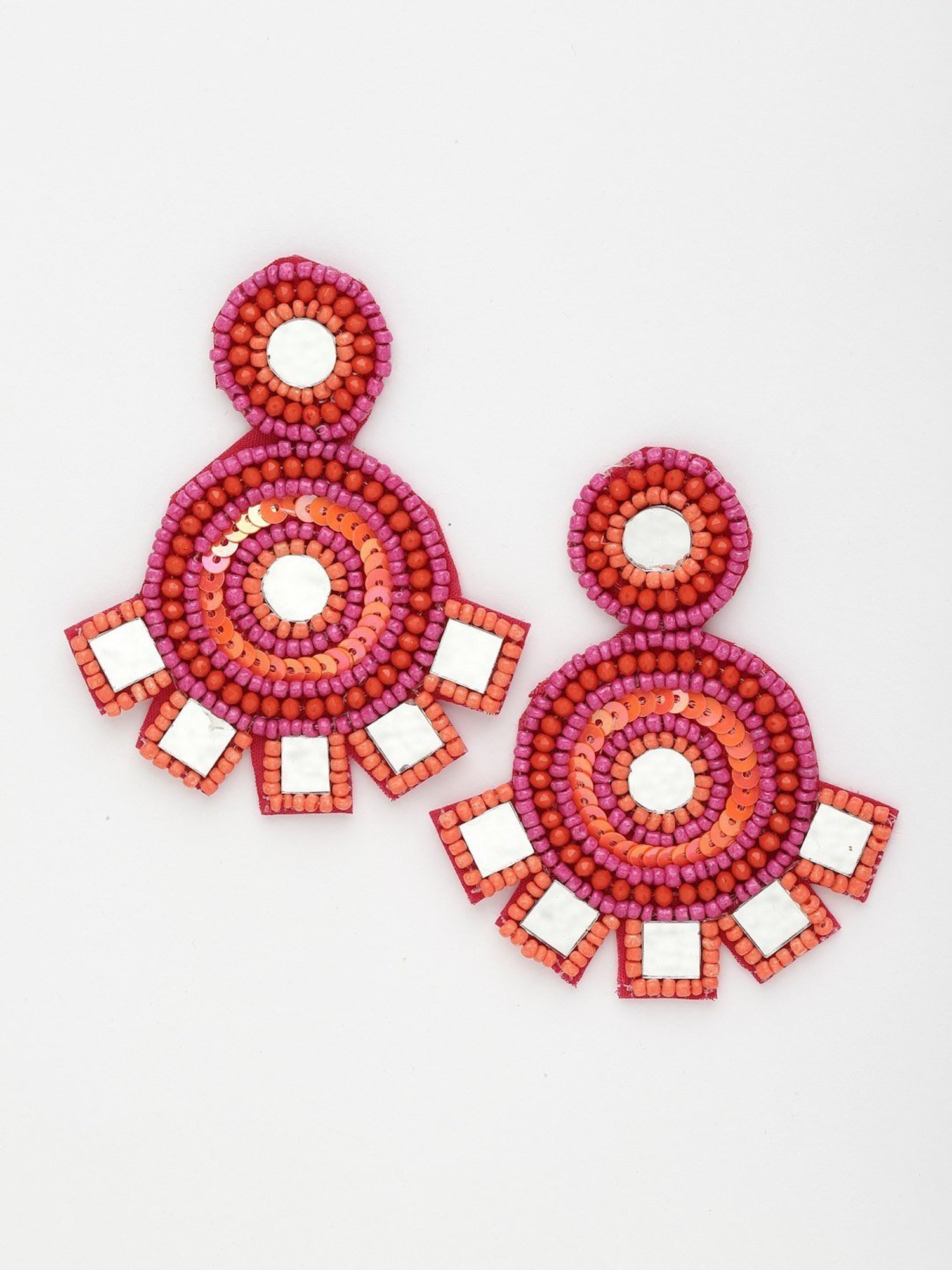 Moedbuille Mirrors Beads and Sequins Contemporary Design Handcrafted Afghan Earrings