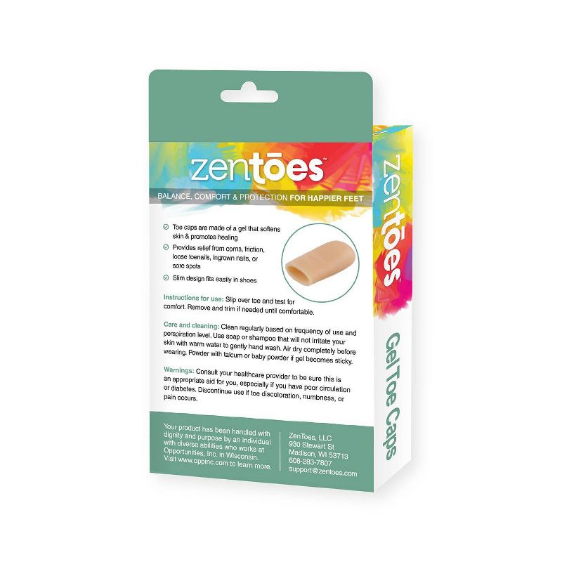 ZenToes Gel Toe Caps to Protect Toes - Beige - S - 2pk