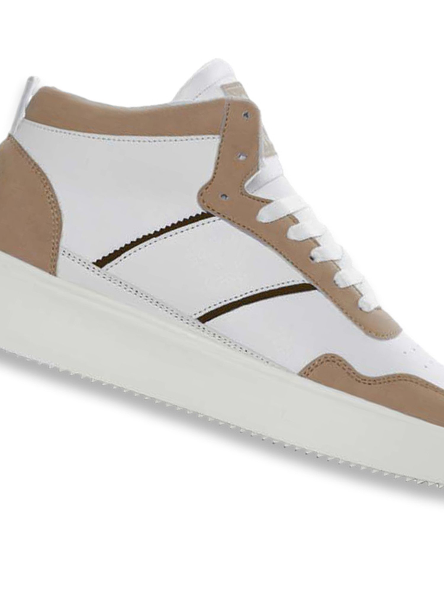 Yoho Men's White & Camel Ankle High Sneakers
