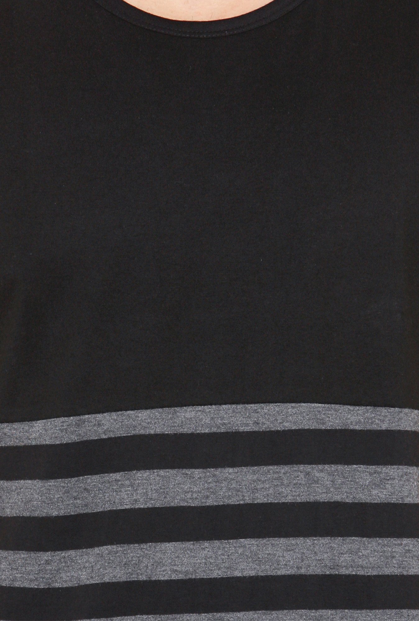 Hypernation Black & Grey Striped Sleeveless T-Shirt