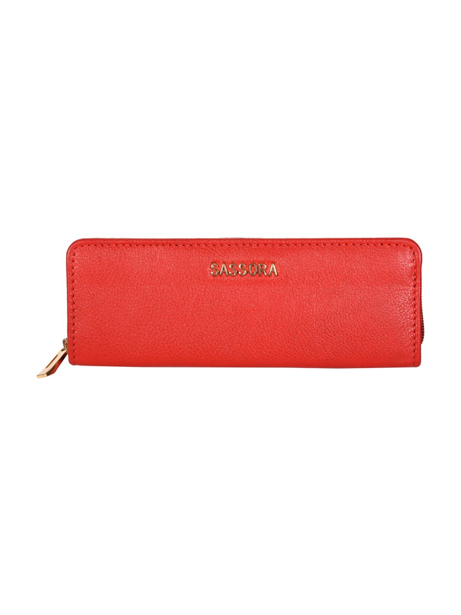 SASSORA Florid Red Leather Small Pen Case