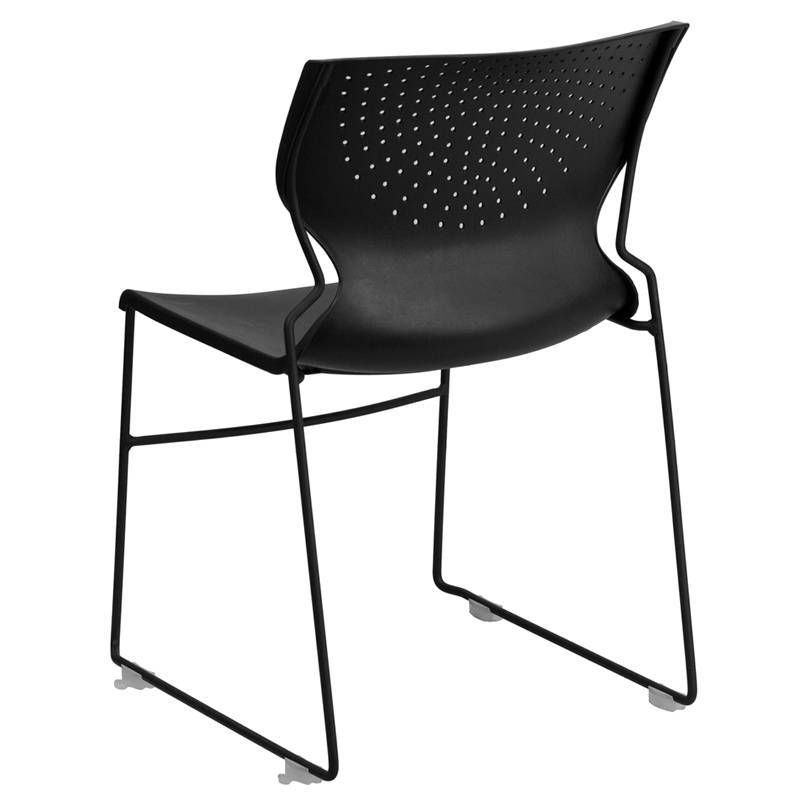 Riverstone Furniture Collection Plastic Stack Chair Black