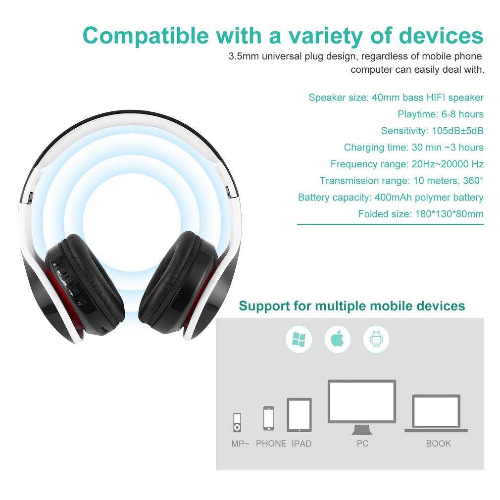 Foldable Stereo Wireless Headset A2DP Bluetooth Sports Headphones with Microphone Support Card Reading Function OY712