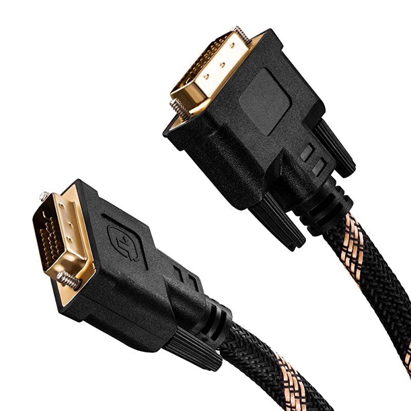 Dual Link Cable 1M,Nylon Braided -D 24+1 Dual Link Male to Male Digital Video Cable Gold Plated with Ferrite Core Support 2560x1600 for Gaming, DVD, Laptop, HDTV and Projector (3 Ft/1M)