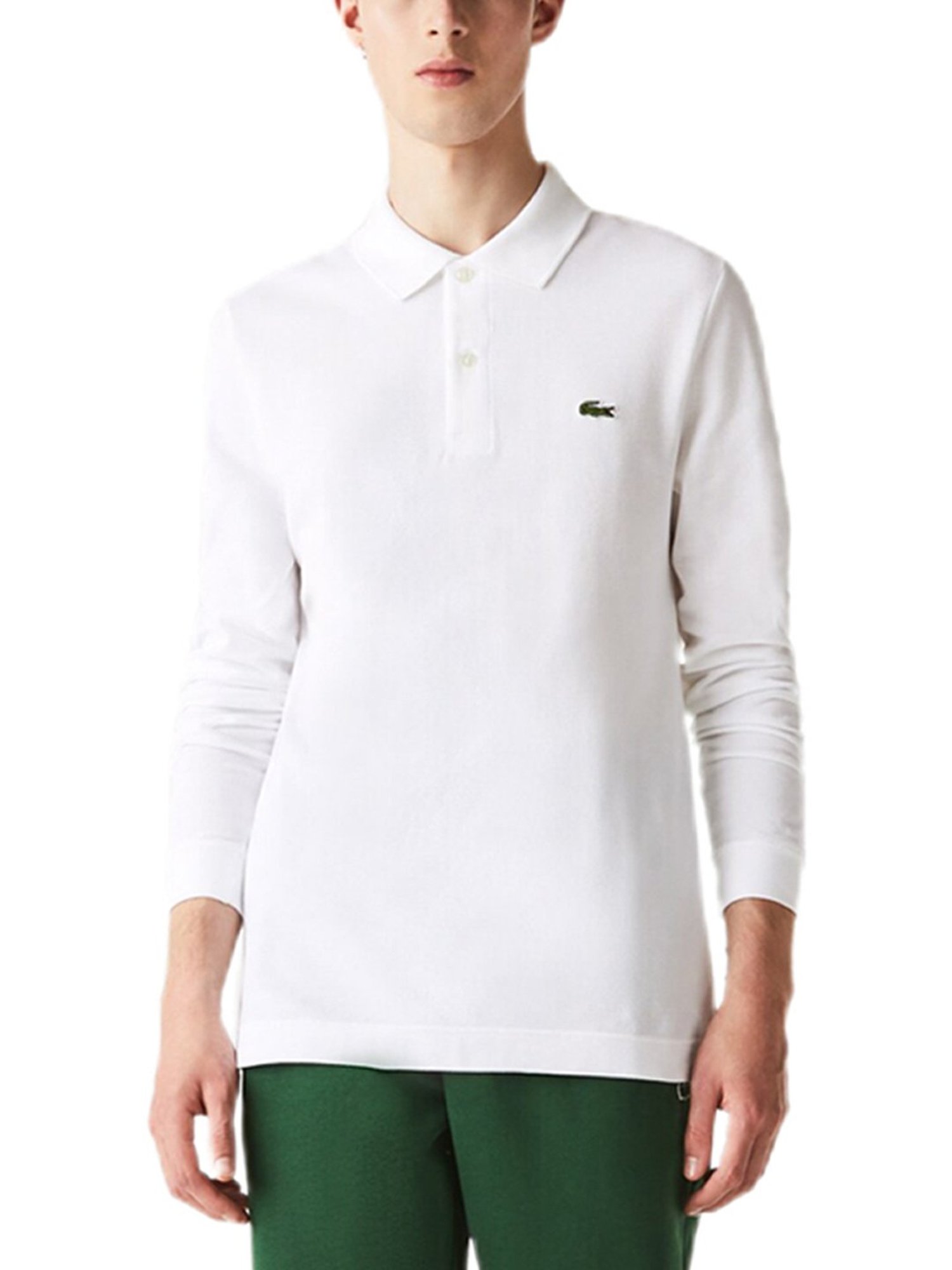Lacoste White Cotton Slim Fit Polo T-Shirt