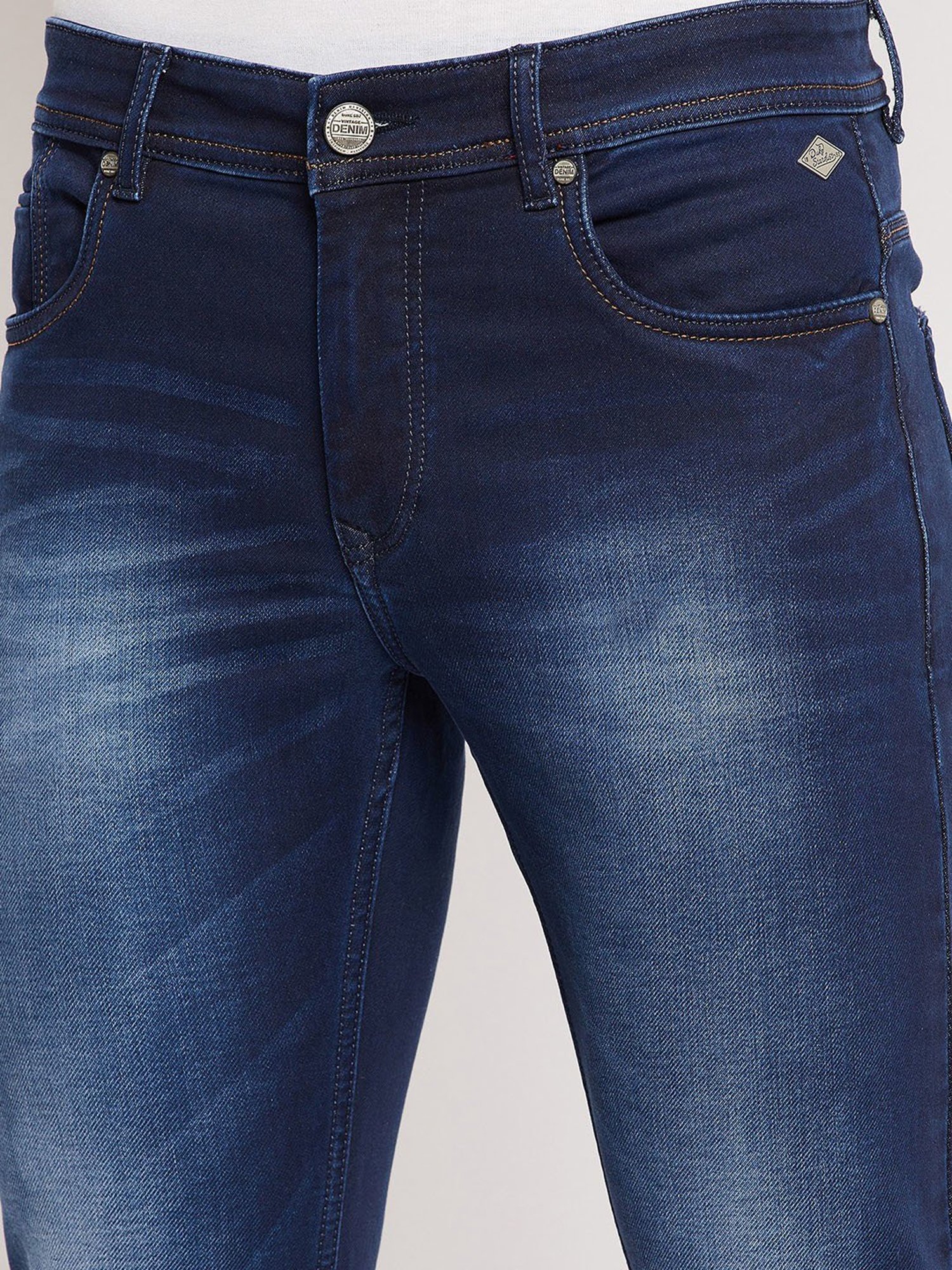 Duke Dark Blue Slim Fit Lightly Washed Jeans