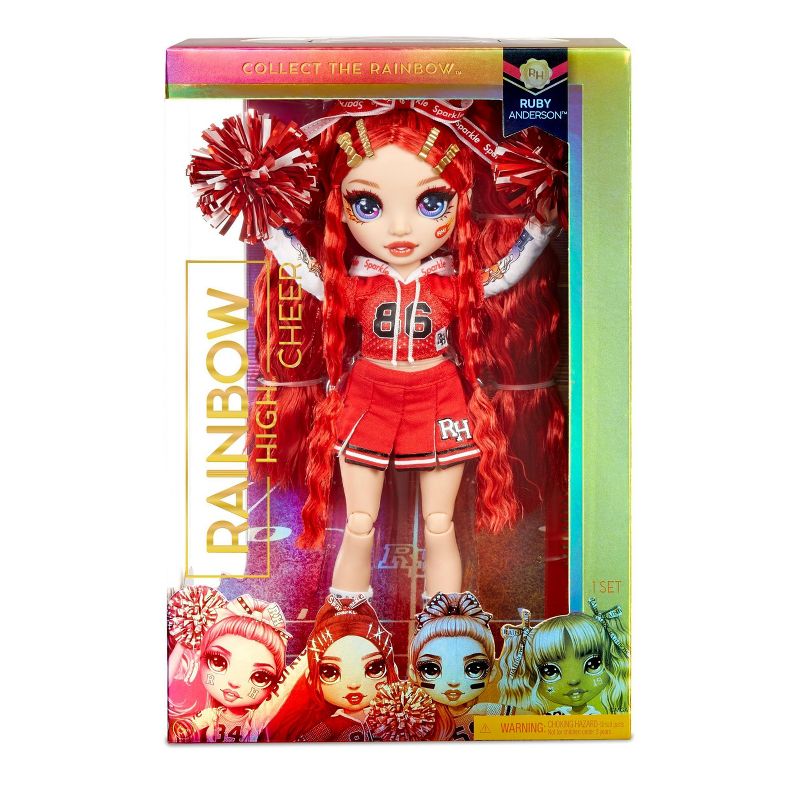 Rainbow High Cheer Ruby Anderson - Red Fashion Doll with Cheerleader Outfit and Doll Accessories