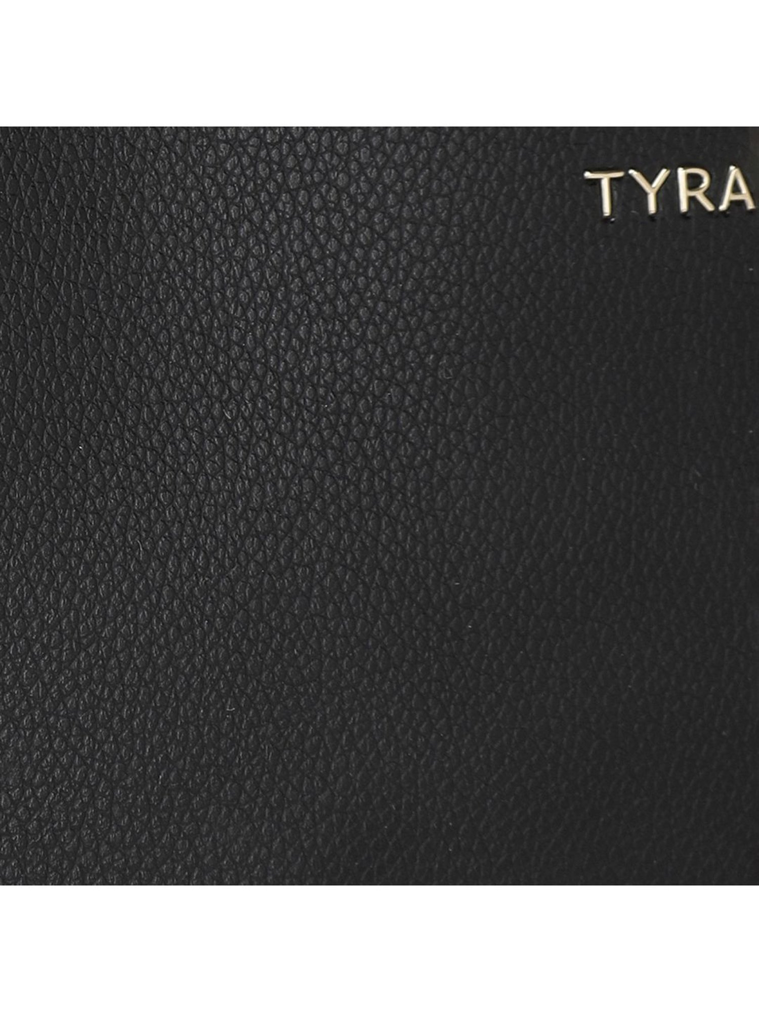 Tyra Ruby Black Solid Faux Leather Tote Handbag