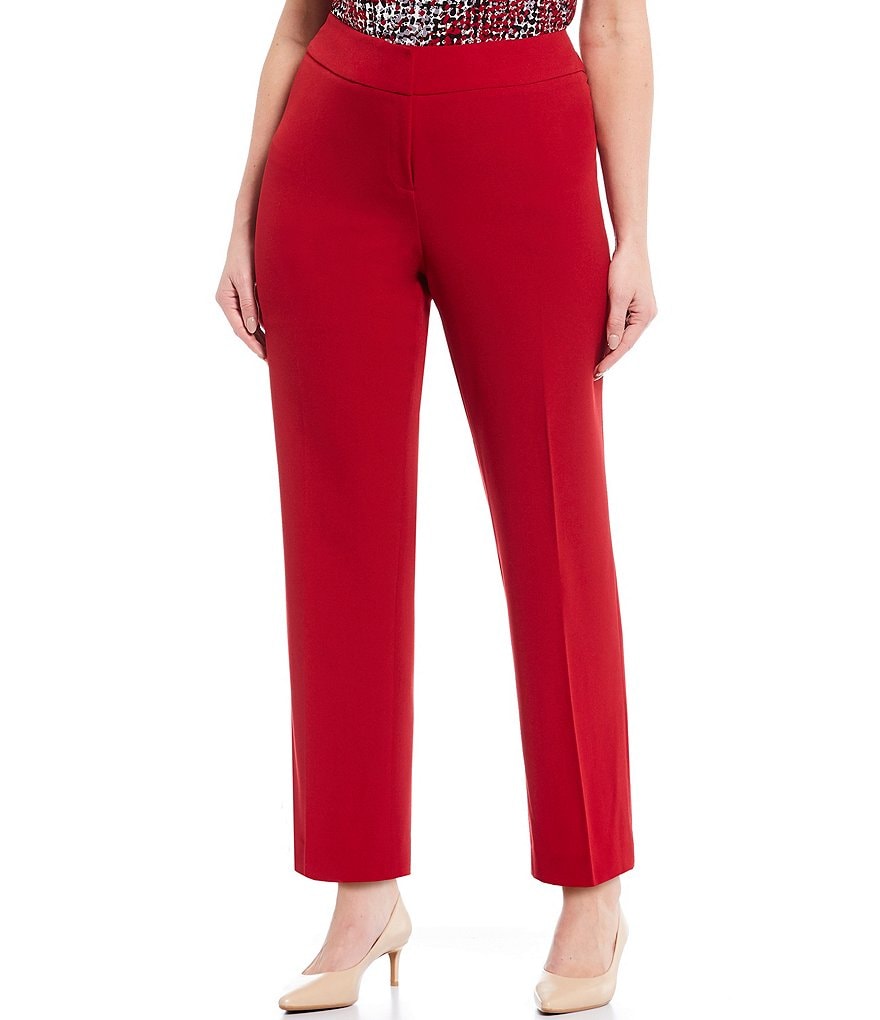 Kasper Plus Size Solid Crepe Slim Pant