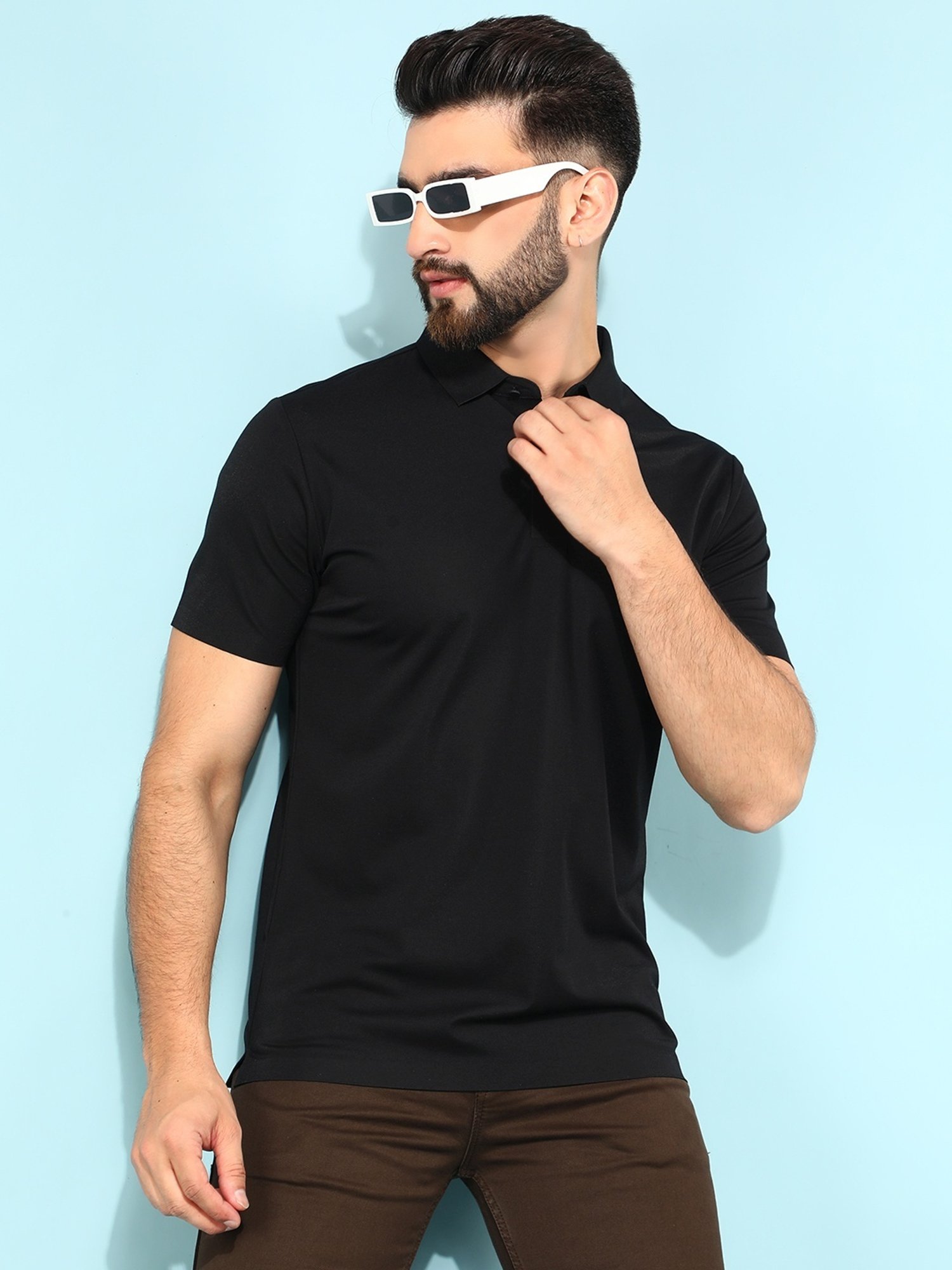 Crimsoune Club Black Slim Fit Polo T-Shirt