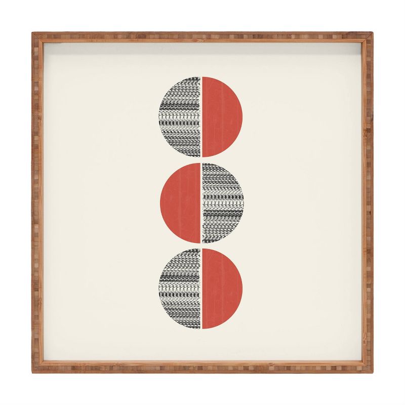17" Wood Showmemars Minimalist Circles Large Square Tray - society6