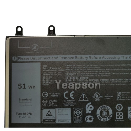 NEW Yeapson R8D7N Replacement ForDell Latitude 5400 5500 51Wh 11.4V Laptop Battery