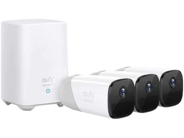 eufy Security, eufyCam 2 Wireless Home Security Camera System, 365-Day Battery Life, HomeKit Compatibility, HD 1080p, IP67 Weatherproof, Night Vision, 3-Cam Kit, No Monthly Fee