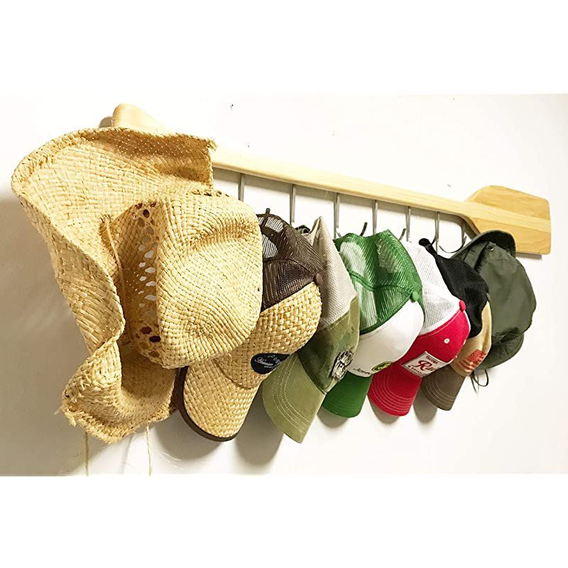 Rack Wall Mount with 8 Hooks on Boat Paddle. Fun, Nautical Themed Clothes Hanger. Makes a Great Gift. Fully Assembled. Mount on Wall or Door in Mudroom, Entryway, Bathroom, Bedroom. Color: Green