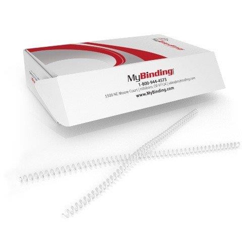 White 4:1 Pitch Spiral Binding Coil - 100pk (6mm ~ 30 Sheets)