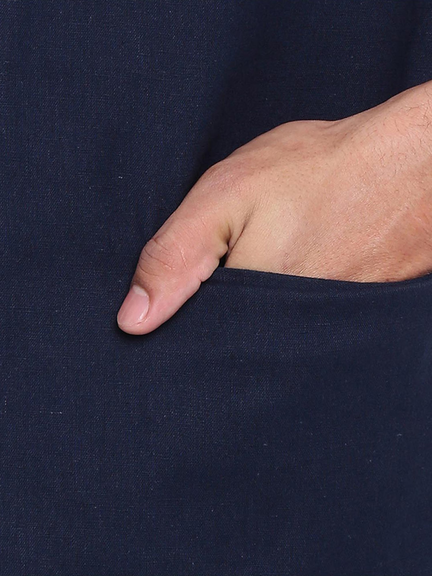 Fabindia Navy Cotton Slim Fit Nehru Jacket