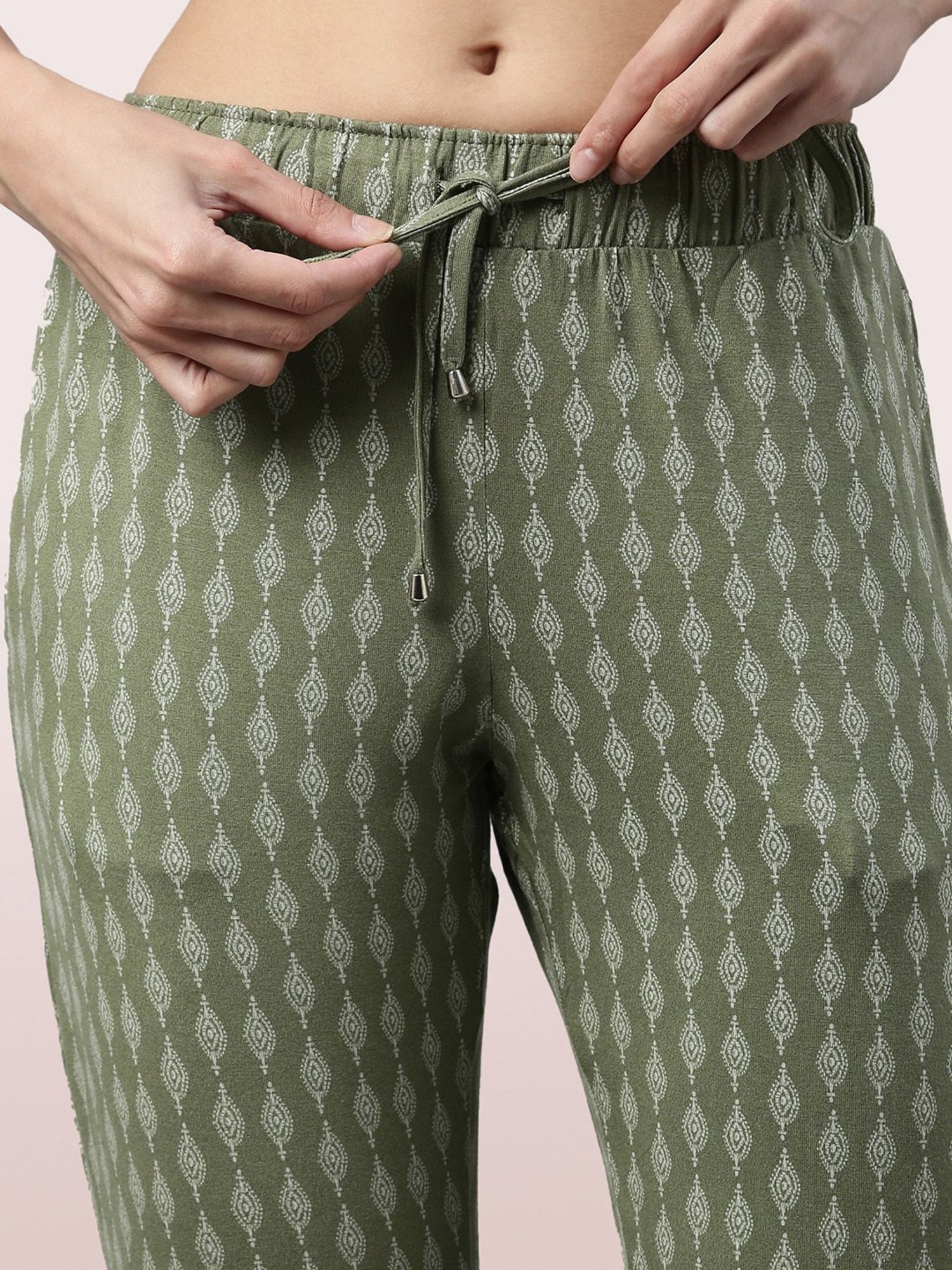 Enamor Green Printed Lounge Pants