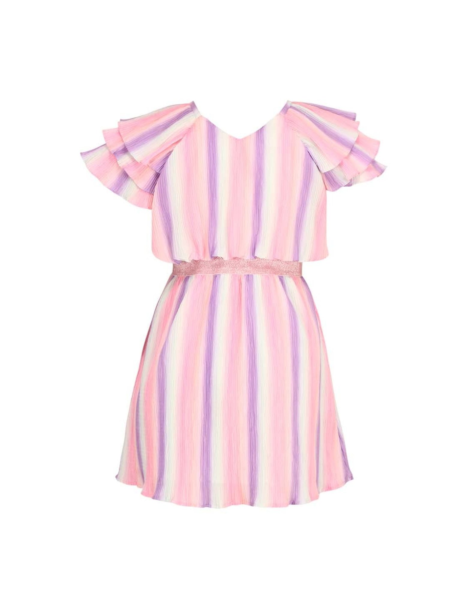 Cutecumber Kids Pink & Purple Striped Dress