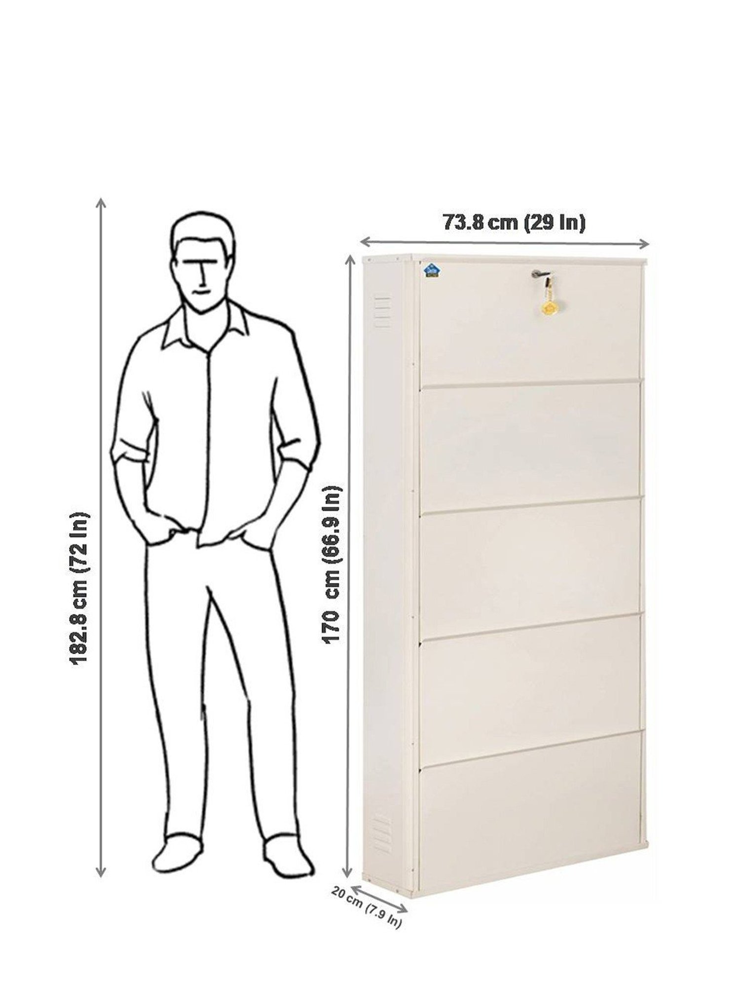 Delite Kom Metal Shoe Rack - 24" 3 Shelf, Ivory Green, PowderCoat, Wall Mount, DIY