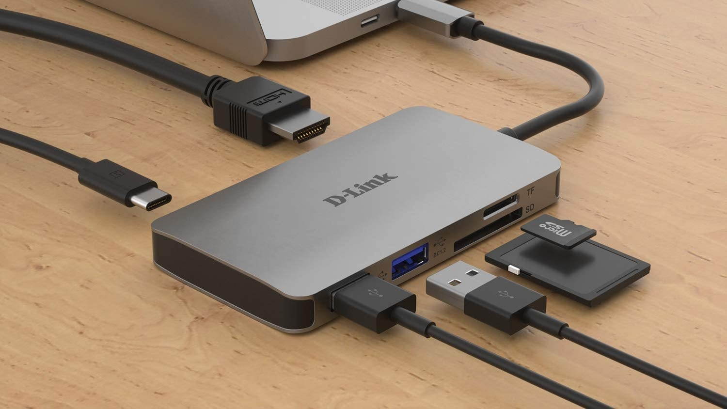 D-Link DUB-M610 6-in-1 USB-C Hub with Power Delivery, HDMI 1.4, 2 USB 3.0 Ports, SD/MicroSD Card Reader for MacBook Pro 2016 or Later, MacBook Air 2018, Chromebook and Surface Pro 7