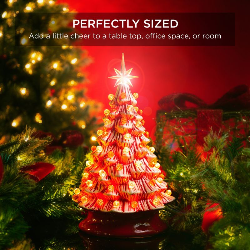 Best Choice Products 15in Pre-lit Ceramic Christmas Tree w/ Cord, Hand-Painted  Decoration - Peppermint Candy Cane