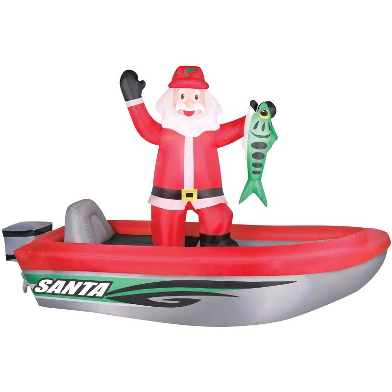 Occasions 10' Inflatable Fishing Santa, 6 ft Tall, Multicolored