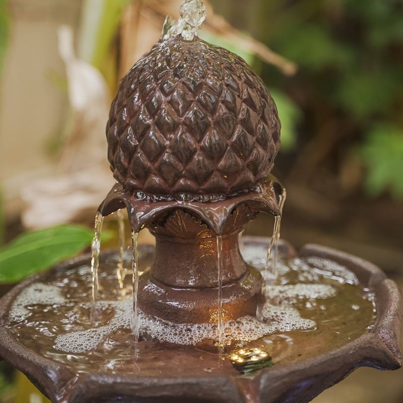 29" 3 Tier Freestanding Outdoor Waterfall Fountain Brown - XBrand