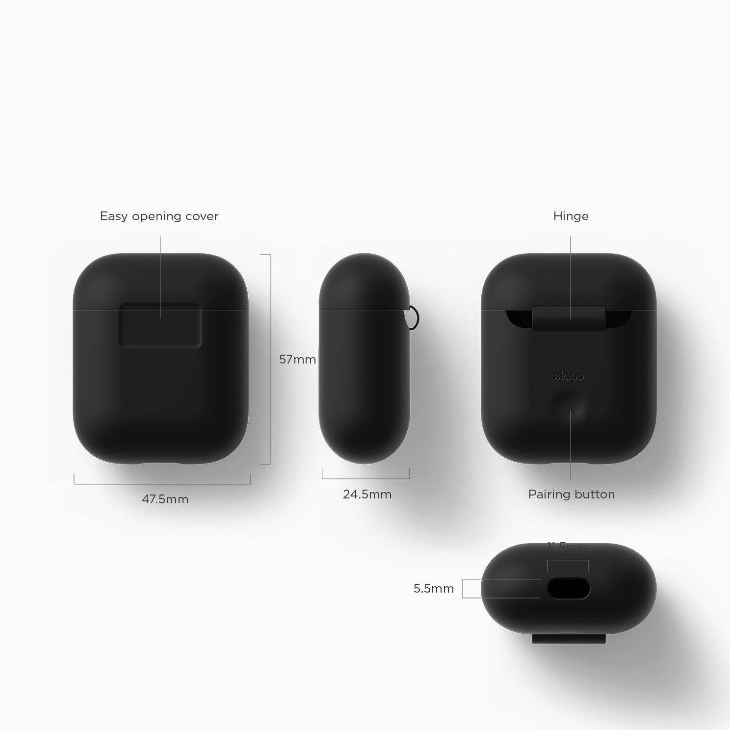 elago AirPods Silicone Case [Black] - [Extra Protection] for AirPods Case
