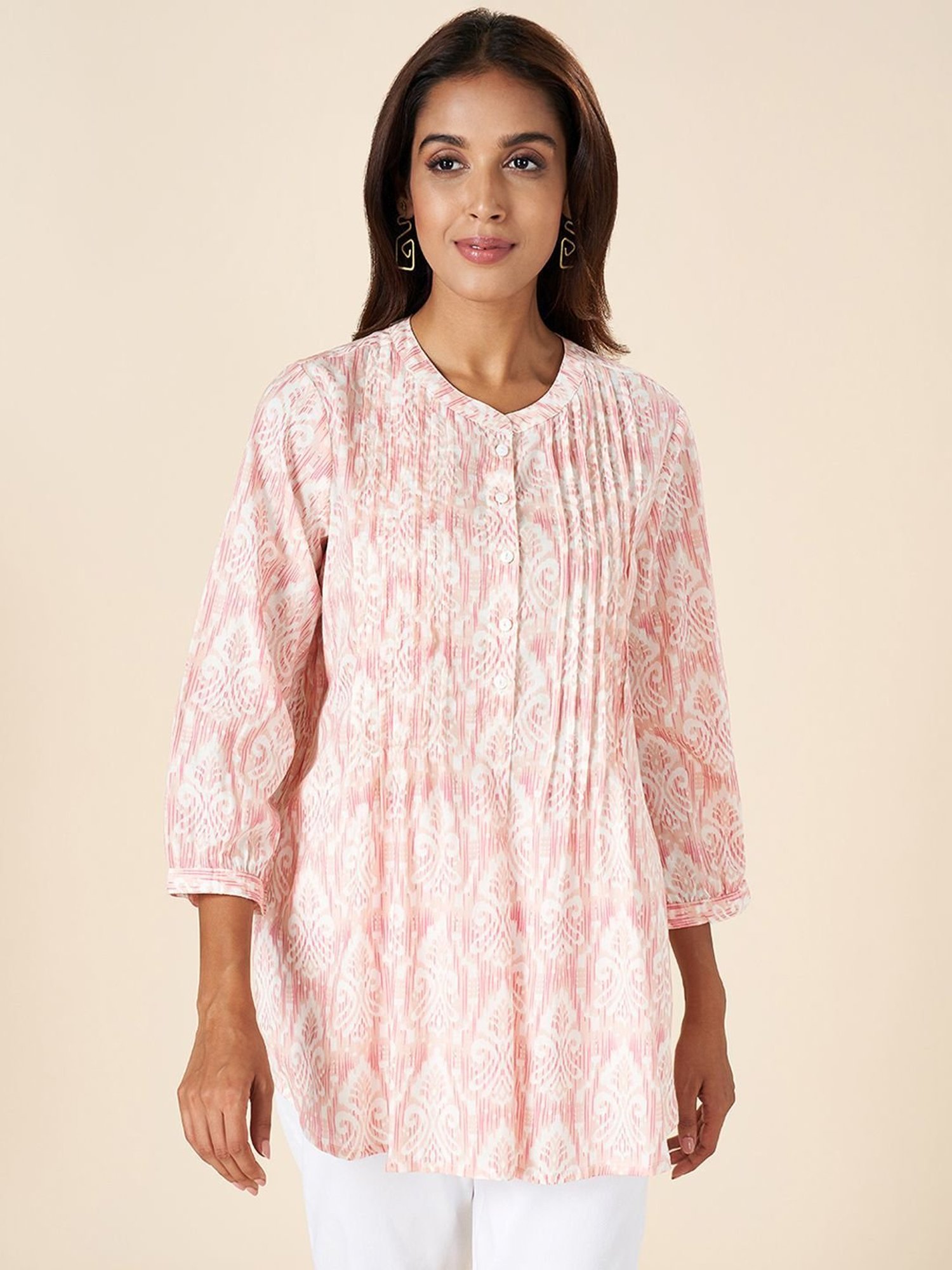Akkriti by Pantaloons Blush Pink Cotton Printed Tunic