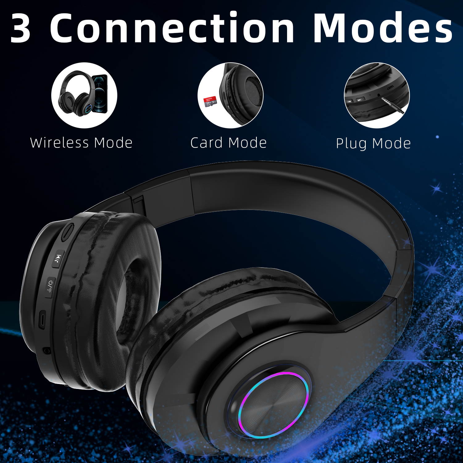 Donwell Wireless Pro Gaming Headset W/ Mic Headphones for PS5 PS4 Xbox One PC Microphone, Foldable Headphones Wireless Headset Over Ear Noise Reduction Earphone Stereo