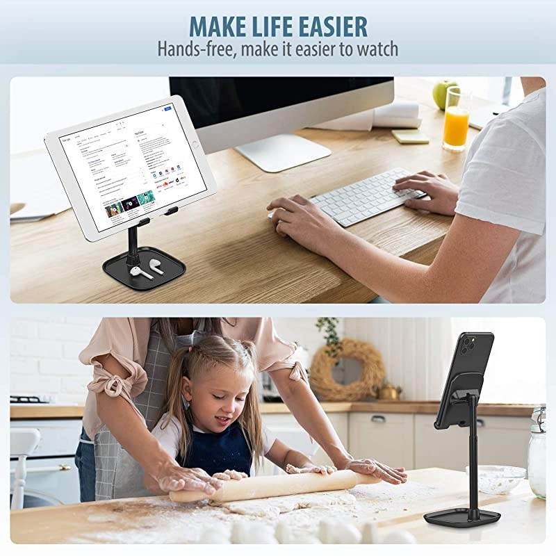 Cell Phone Stand,  Angle Height Adjustable Cell Phone Stand for Desk, Thick Case Friendly Phone Holder Stand for Desk, Compatible with All Mobile Phone (Pink)