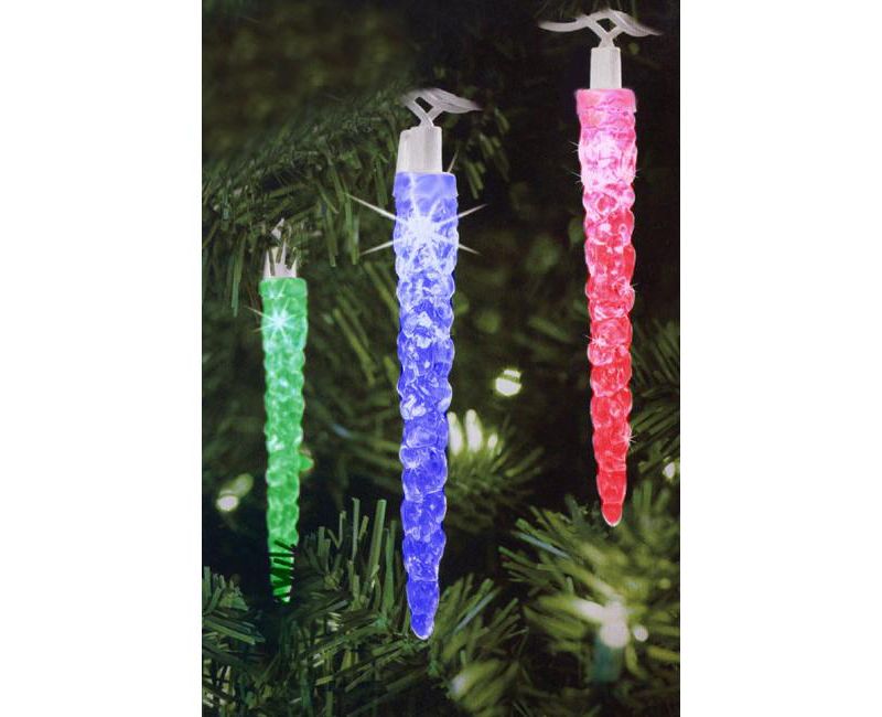 Penn 20ct Battery Operated LED Musical Twinkling Icicle Christmas Lights Multi-Color - 15' Clear Wire