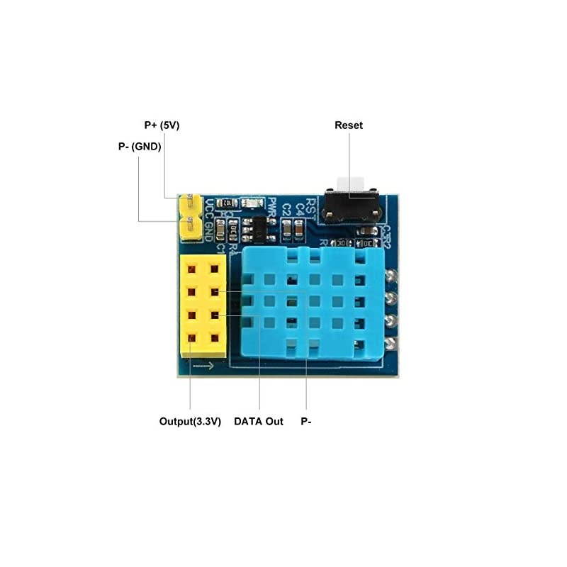 2pcs ESP8266 ESP-01 Serial Wireless WiFi Transceiver Receiver Module 1MB SPI Flash with DHT11 Temperature and Humidity Sensor Module for Arduino