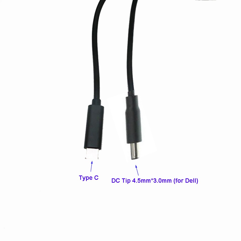 USB-C to 4.5mm 3.0mm (Black Tip) Laptop Adapter Connector Converter for Dell
