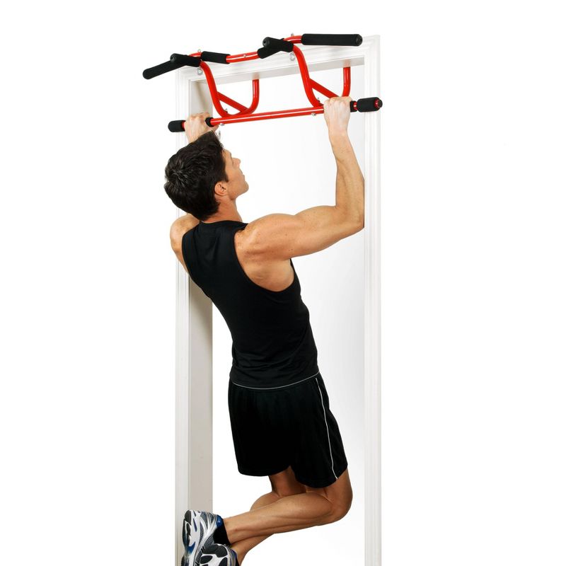 GoFit Elevated Chin Up Station - Red/Black