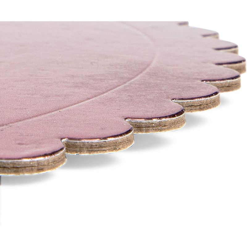 Sparkle and Bash 12 Pack Rose Gold Foil Cake Boards, Scalloped Dessert Base (12 In)