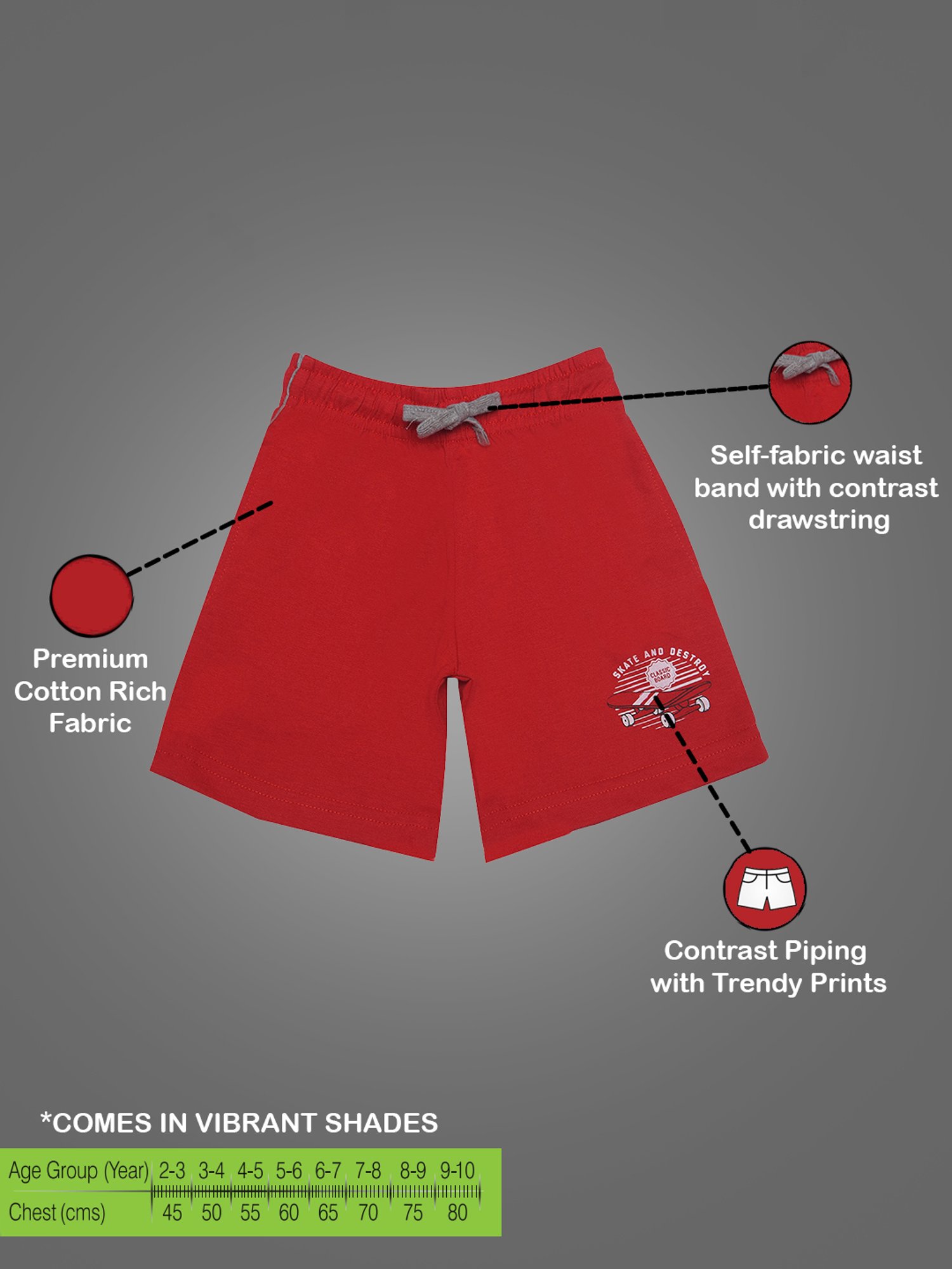 Dollar Boys Assorted Solid Bermuda (Pack Of 5)