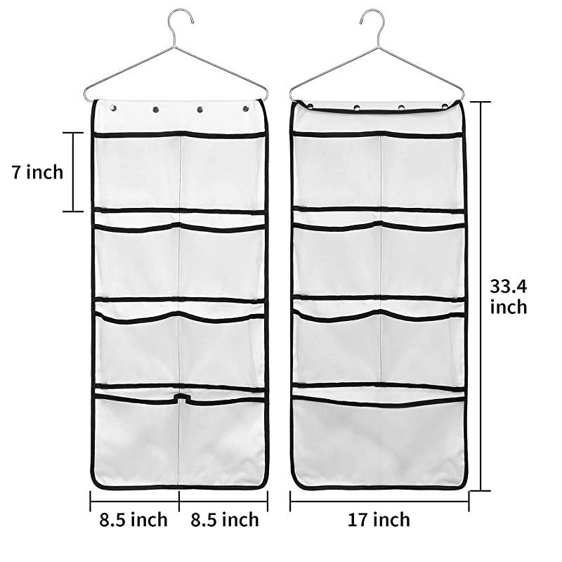 DualSided Hanging Closet Organizer for Underwear StockingBra and SockMesh Pockets with Metal Hanger 42 Pockets Black