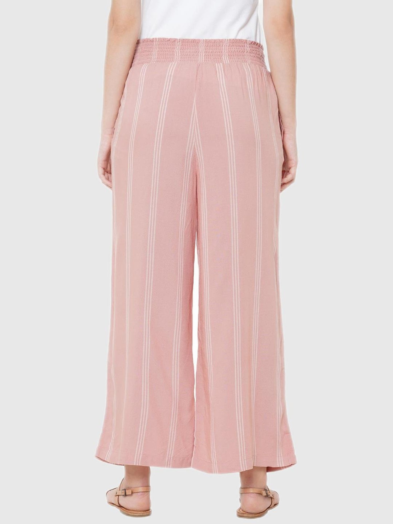 Mystere Paris Peach Striped Palazzos