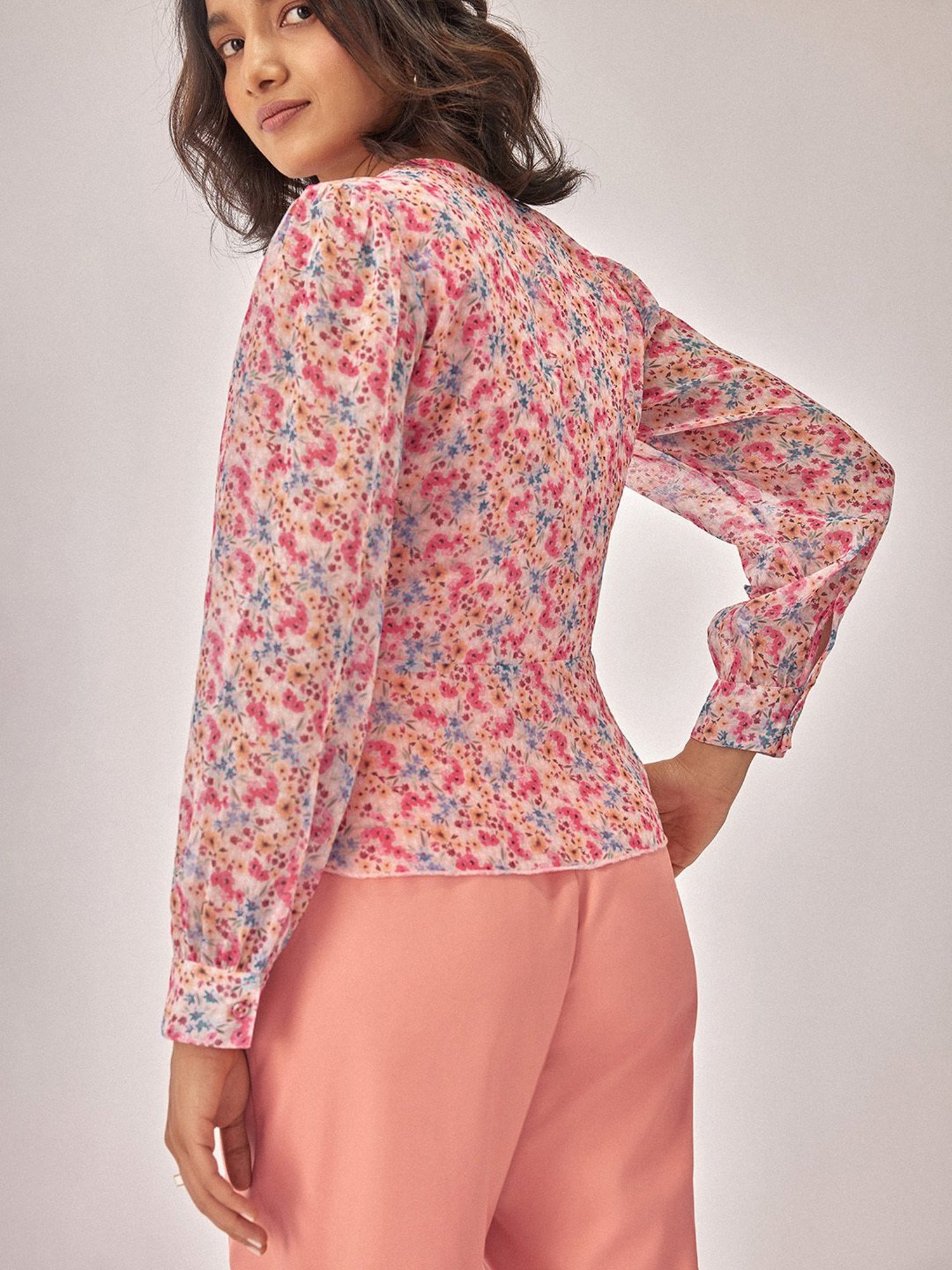 The Label Life Multicolor Floral Peplum Top