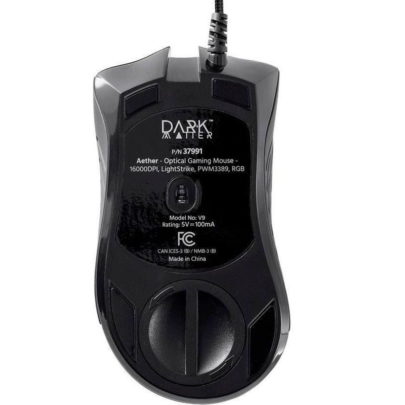 Dark Matter by Monoprice Aether Optical Gaming Mouse - 16000DPI, Light Strike Switches, PWM3389, RGB, Wired, 6 DPI Presets
