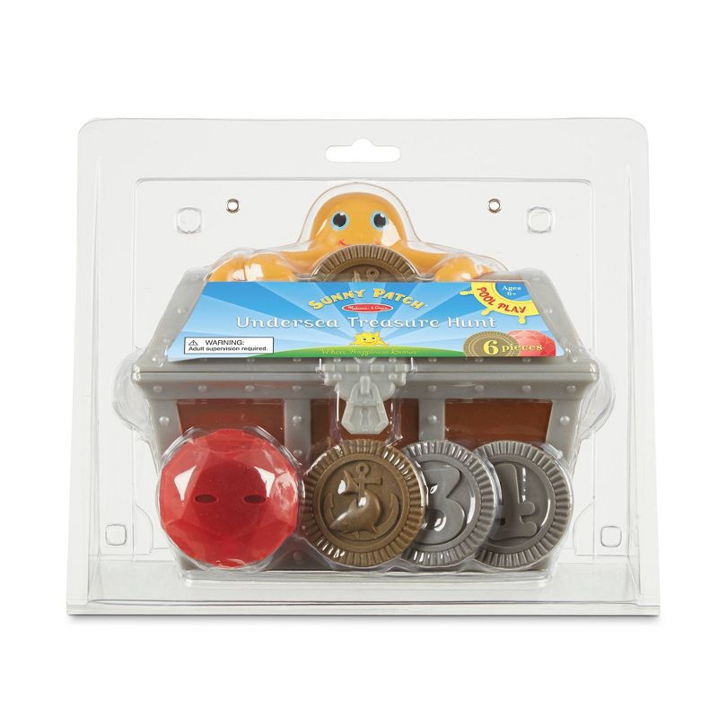 Melissa & Doug Sunny Patch Undersea Treasure Hunt Pool Game with Floating Chest & 6 Treasure Piece Set